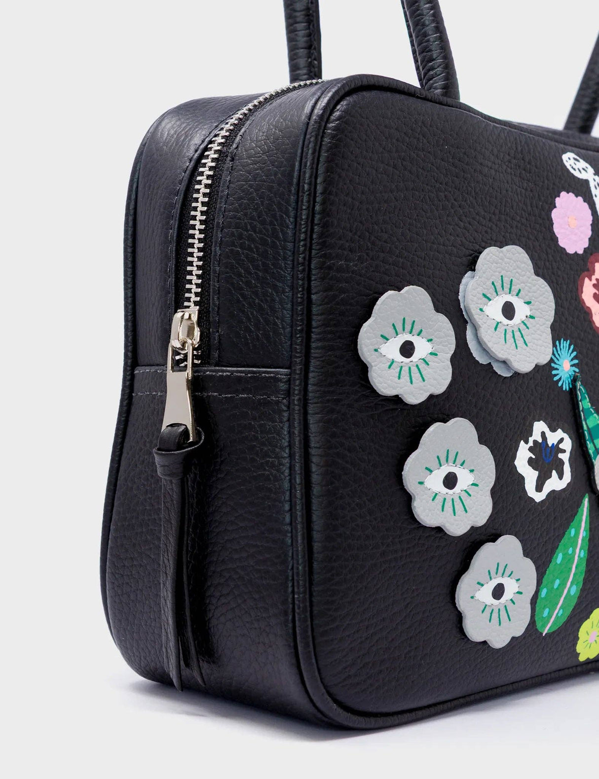 121 Shoulder Bag Black Leather - Floralia Design