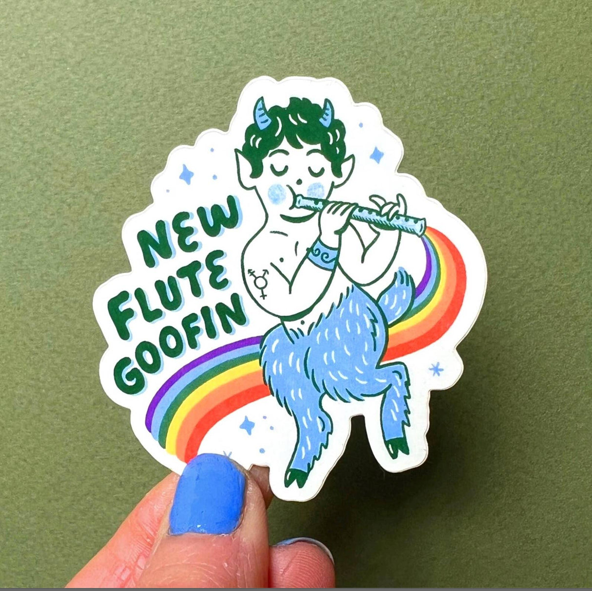 New Flute Goofin' Satyr with Rainbow Sticker