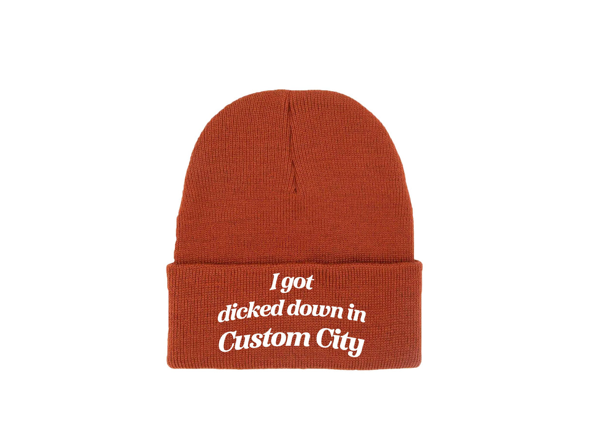 I Got Dicked Down in Kansas City Embroidered Winter Beanie