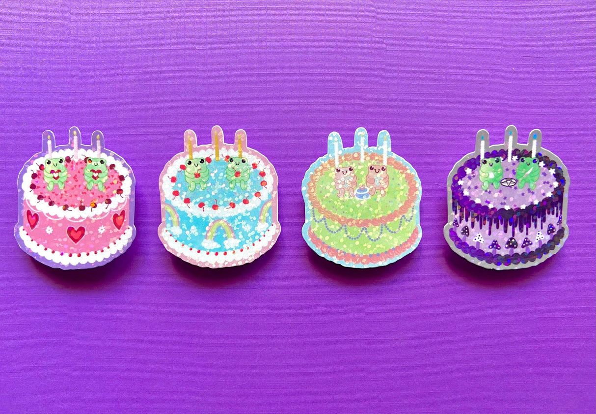 Mini Froggy Cake Sparkle Sticker Packs