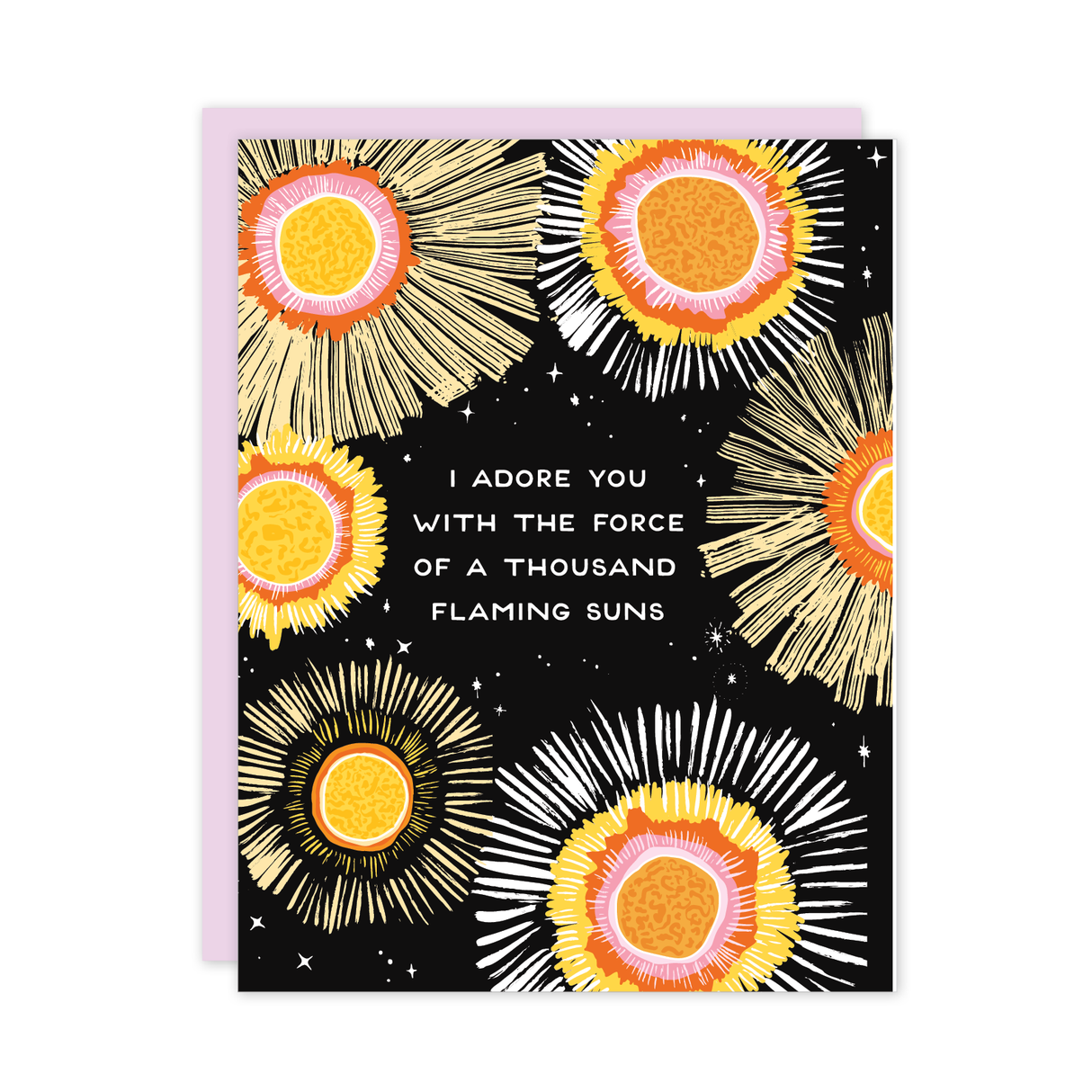 Flaming Suns Greeting Card