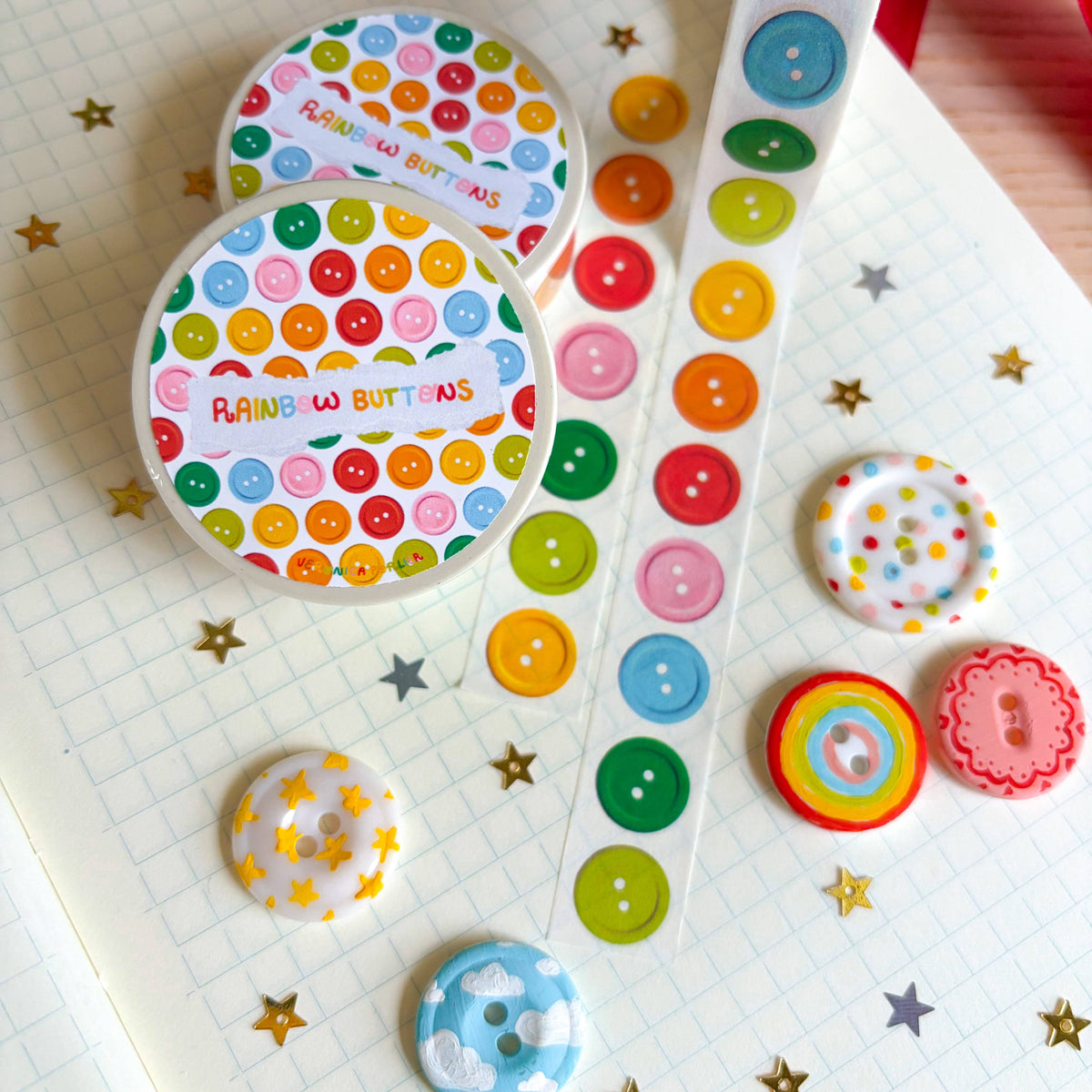 Rainbow Buttons Washi Tape