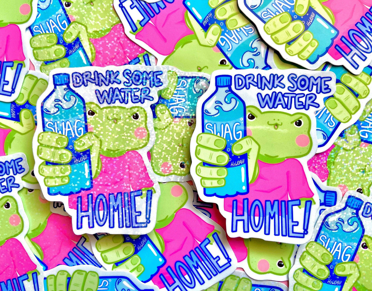 Drink Some Water Homie Frog Sticker