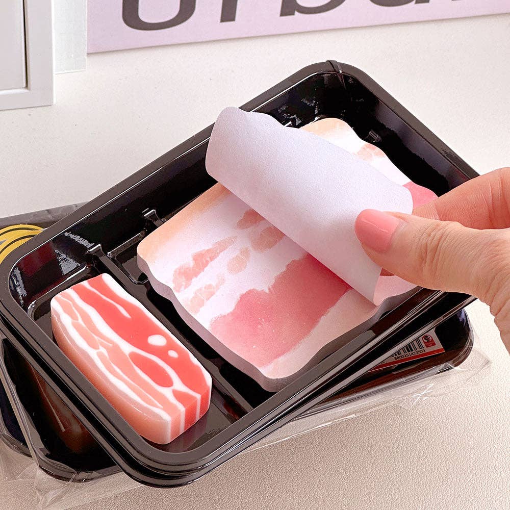 K-BBQ Pork Belly Memo Pad + Eraser Set