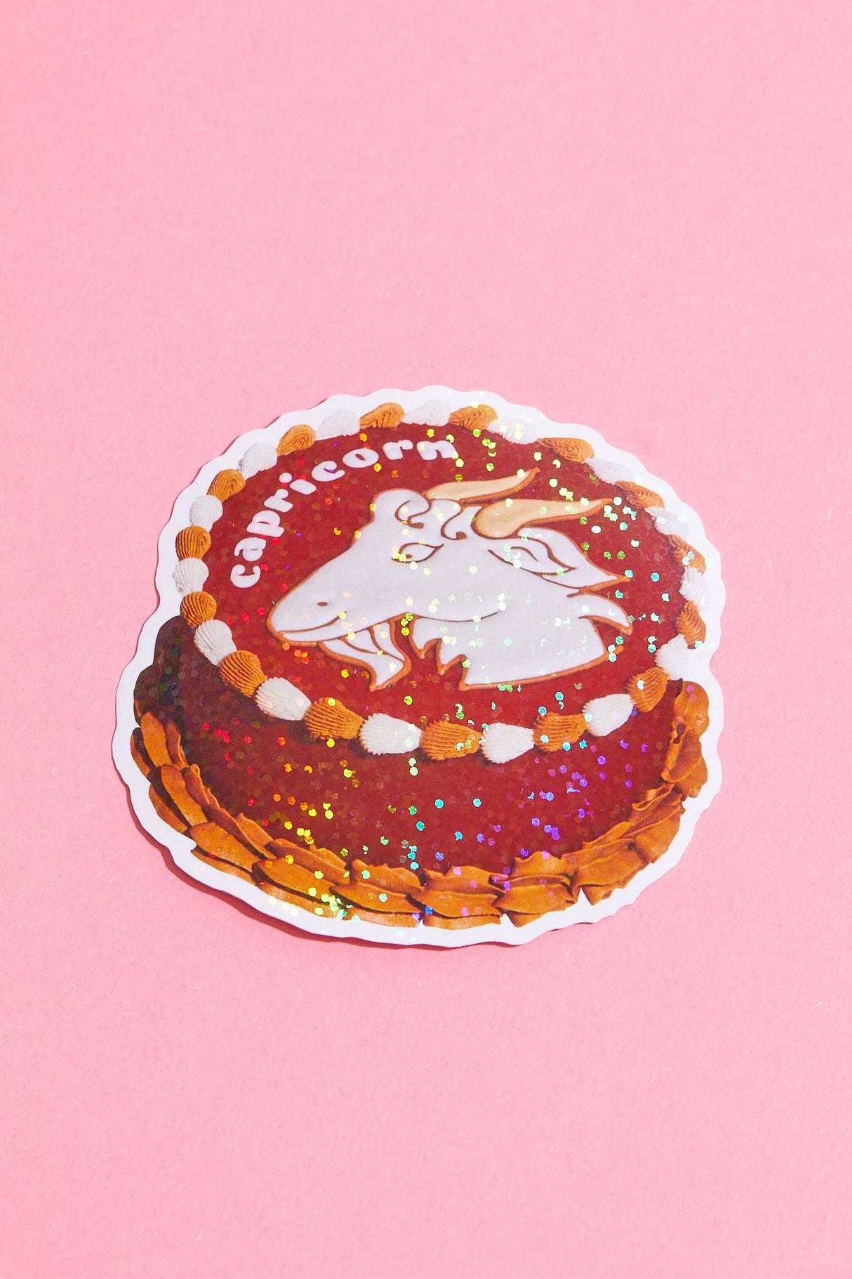 Capricorn Glitter Horoscope Cake Sticker