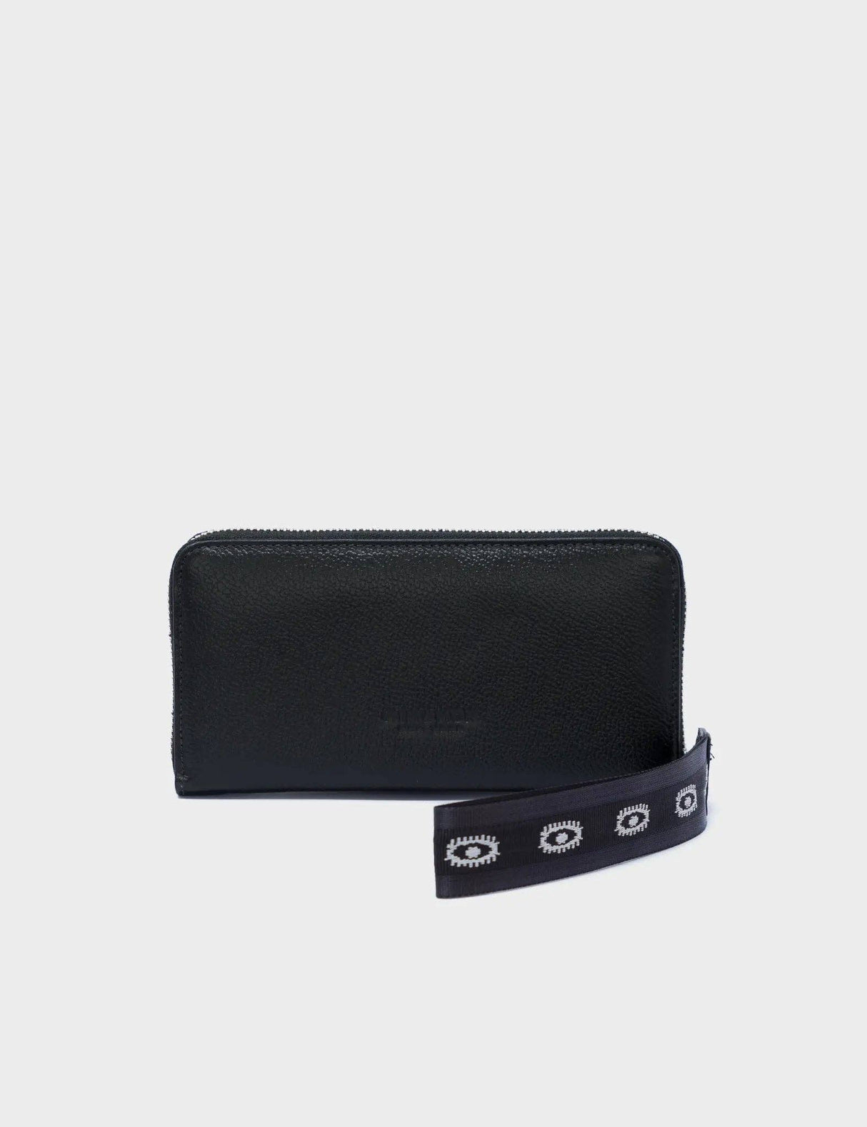 Francis Black Leather Wallet - All Over Eyes Embroidery