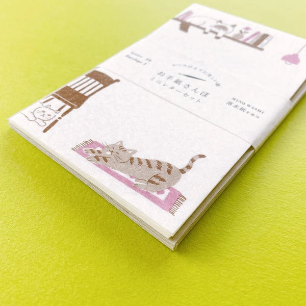 Shelf Cat Mini Ochimizu Gami Washi Mino Letter Writing Set by Furukawa Paper