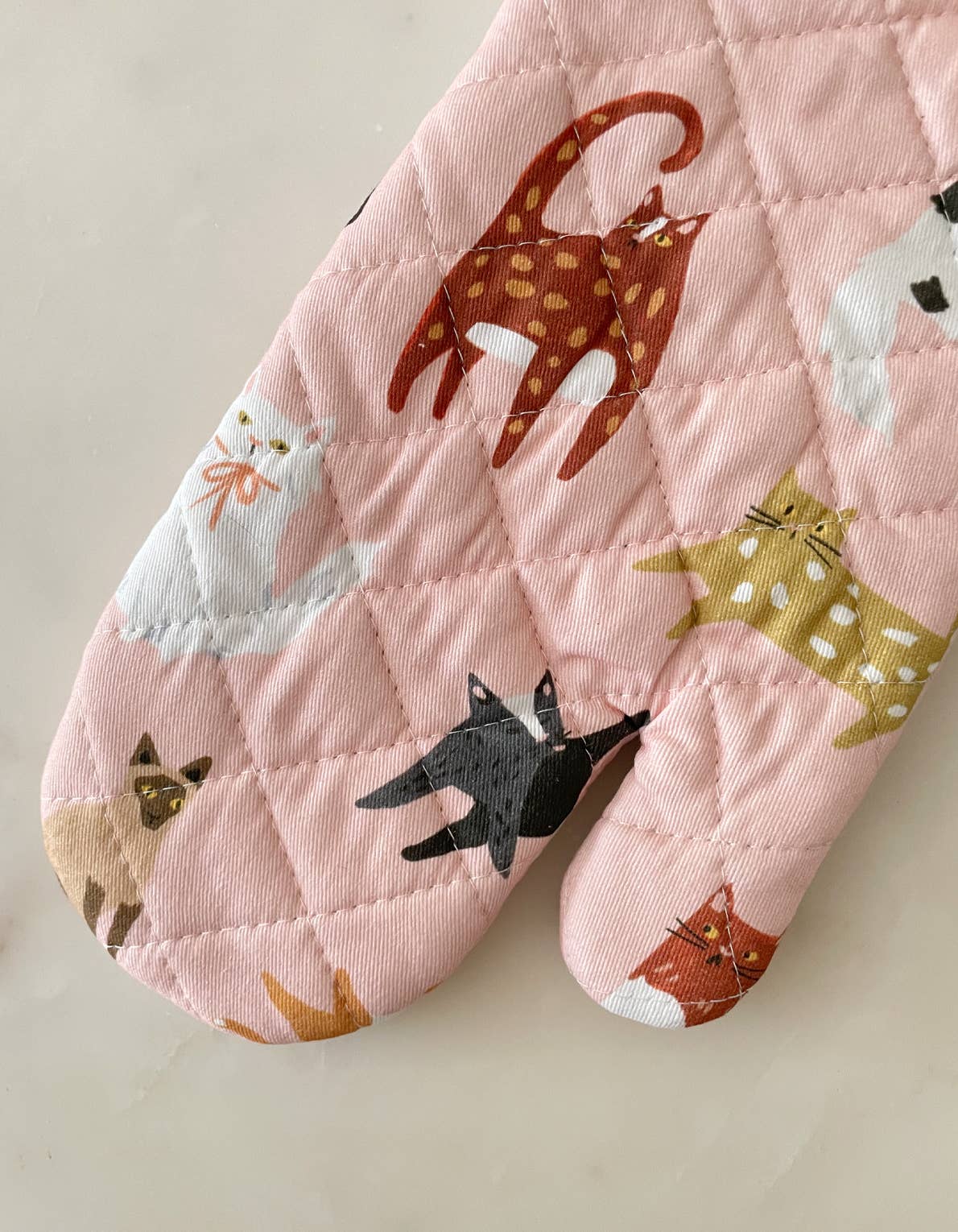 Cats Cotton Oven Mitt + Pot Holder Set