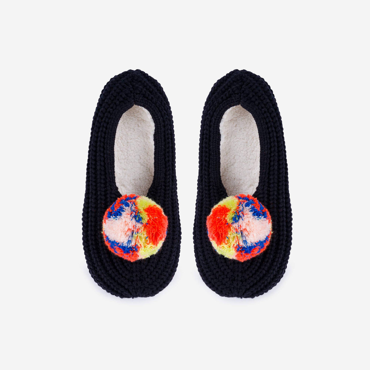 Marble Pom Knit Slippers