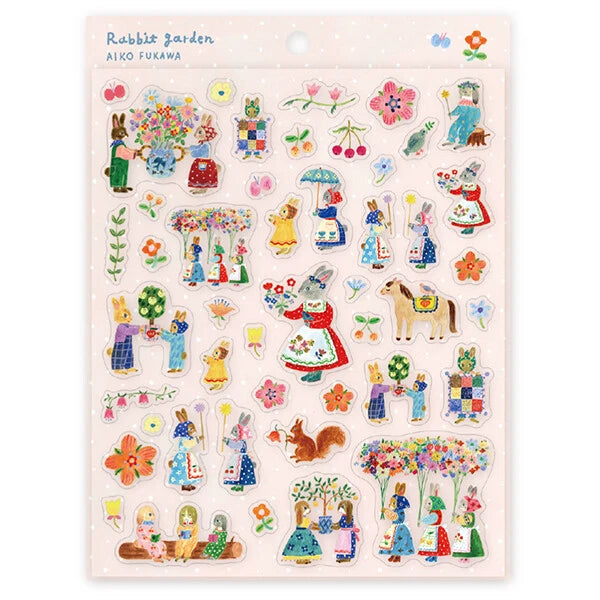 Rabbit Garden Sticker Sheet by Artist Aiko Fukawa