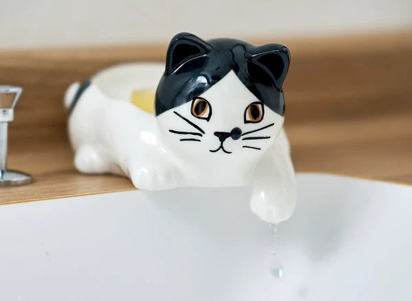 Hachiware Cat Soap Dish Ceramic - Japan