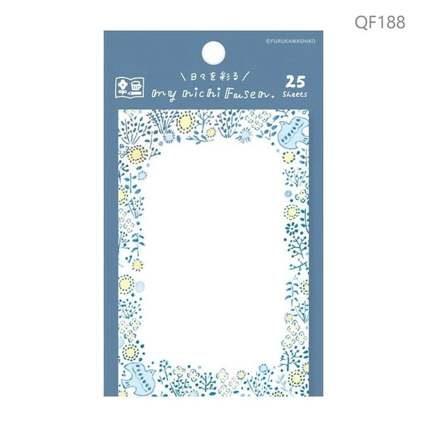 Vertical Bird & Flowers Katanuki Fusen Sticky Notes by Furukawa Shiko