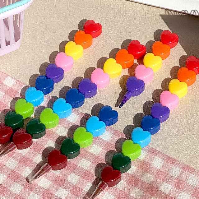 Rainbow Heart Stackable Crayon Pen