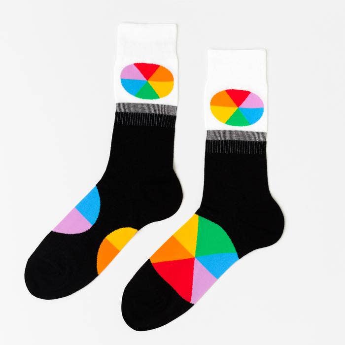 Men's Socks - Color Wheel Crew Socks - Artsy Designer Gift