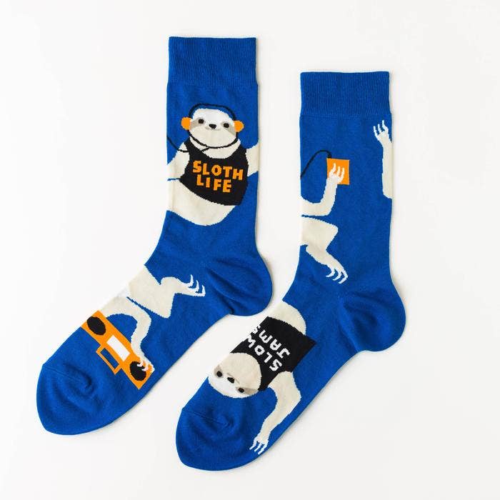 Men's Socks - Sloth Life Crew Socks - Lazy Animal Lover Gift