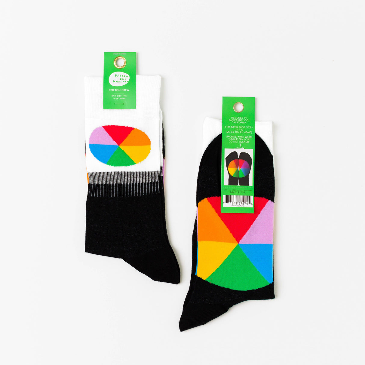 Men's Socks - Color Wheel Crew Socks - Artsy Designer Gift