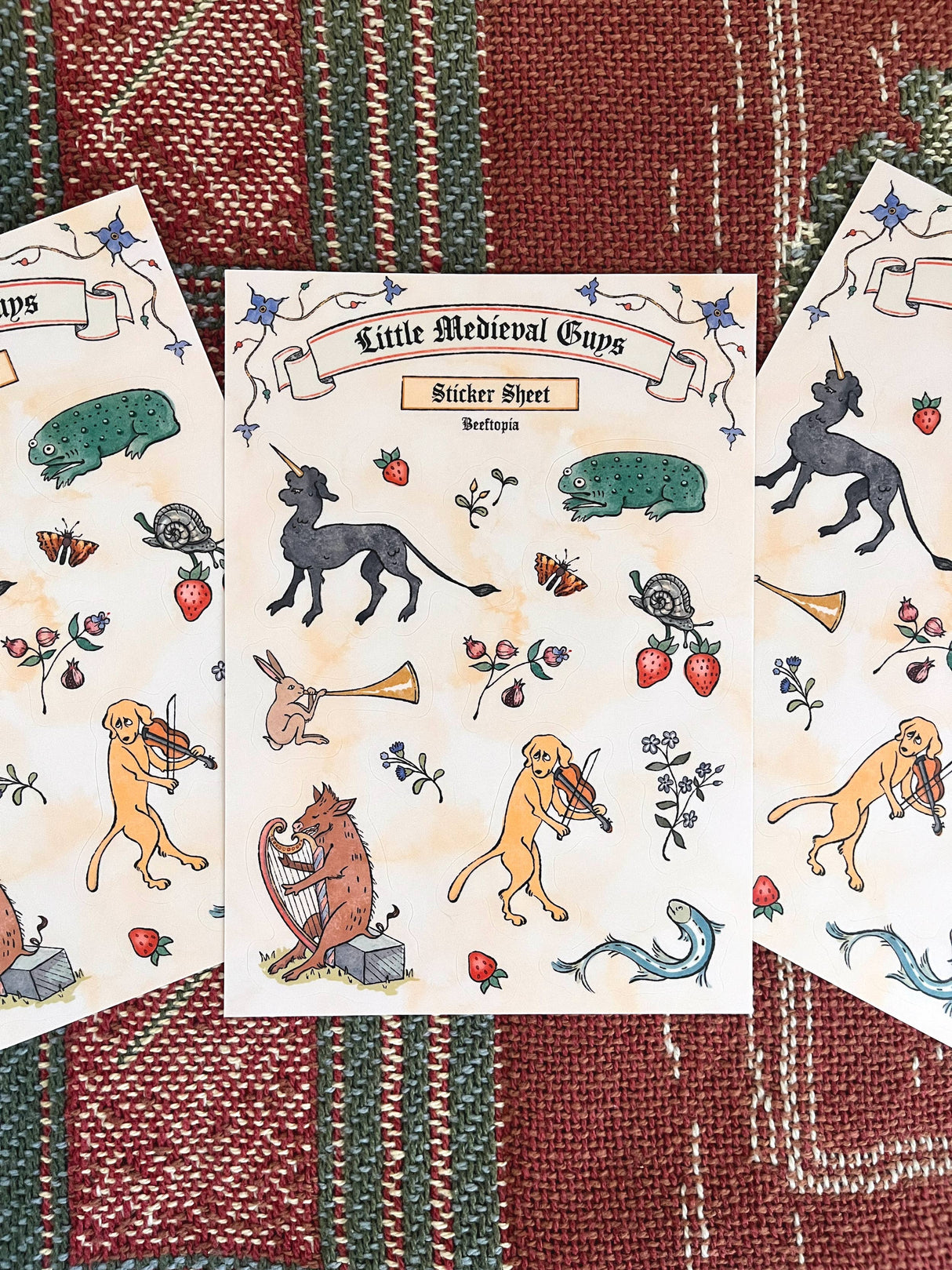 Medieval Manuscript Creatures Sticker Sheet
