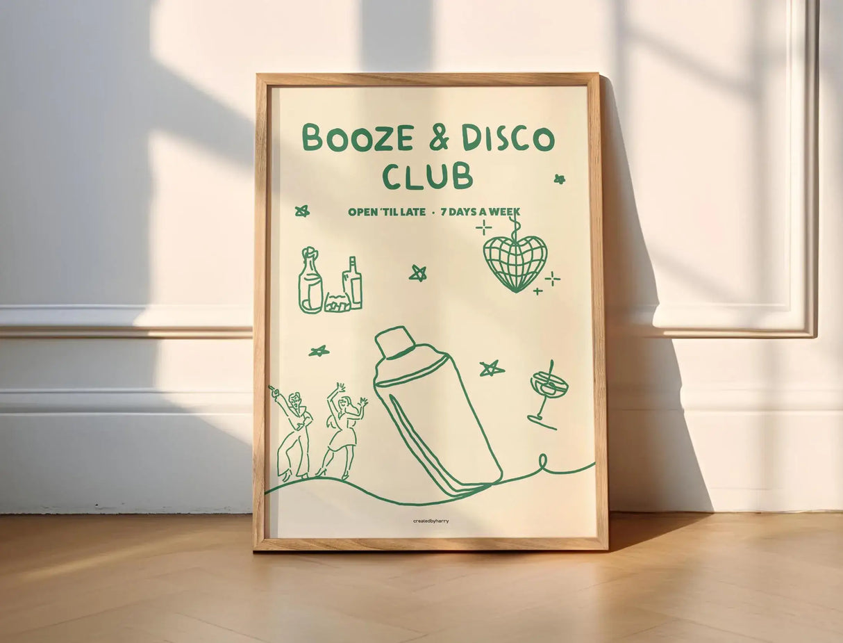 Booze & Disco Club Wall Art Print