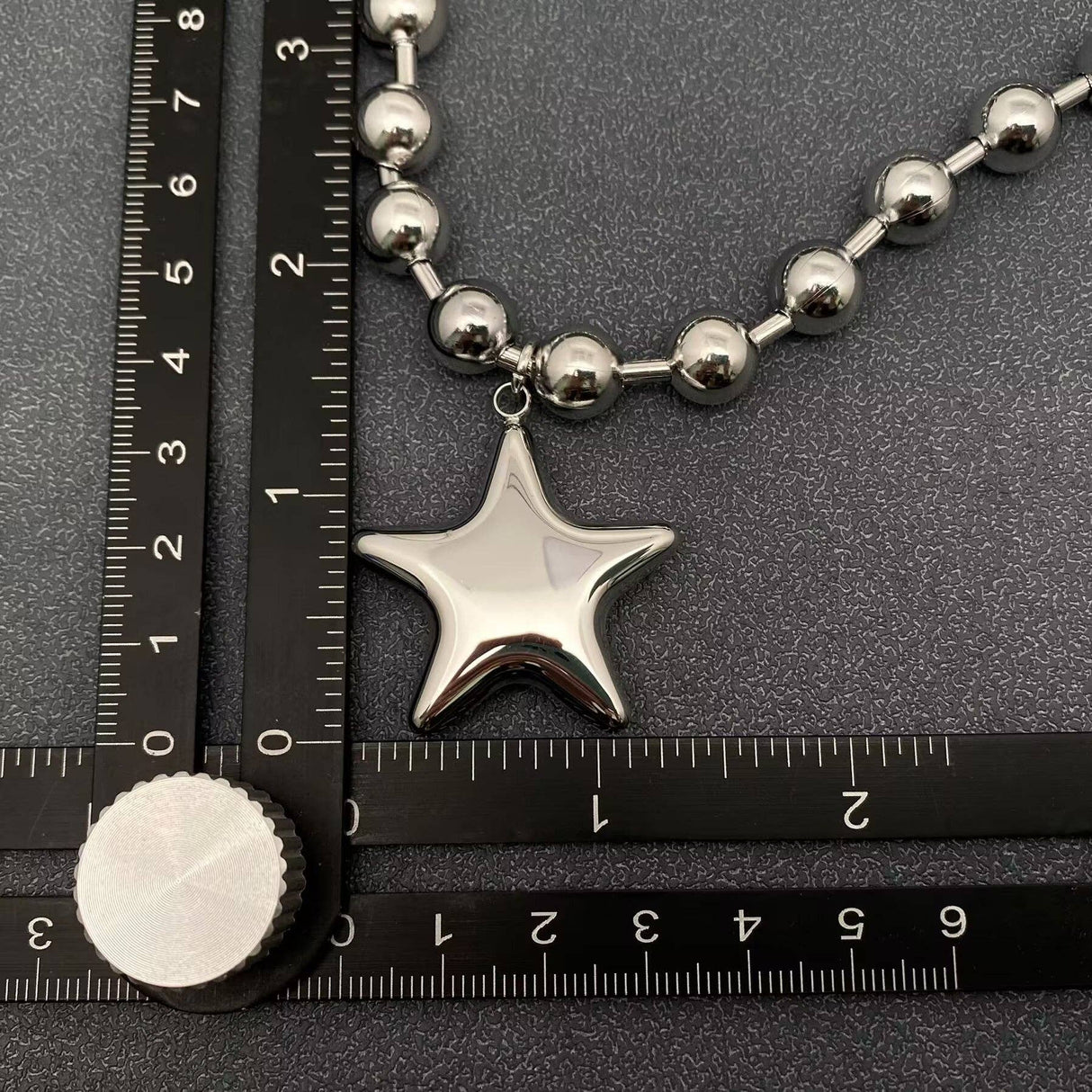 Big Star Charm Metal Beaded Necklace