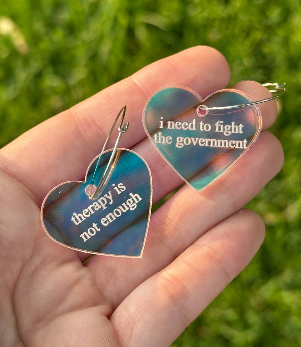 I Need To Fight The Government Heart Hoop Earrings