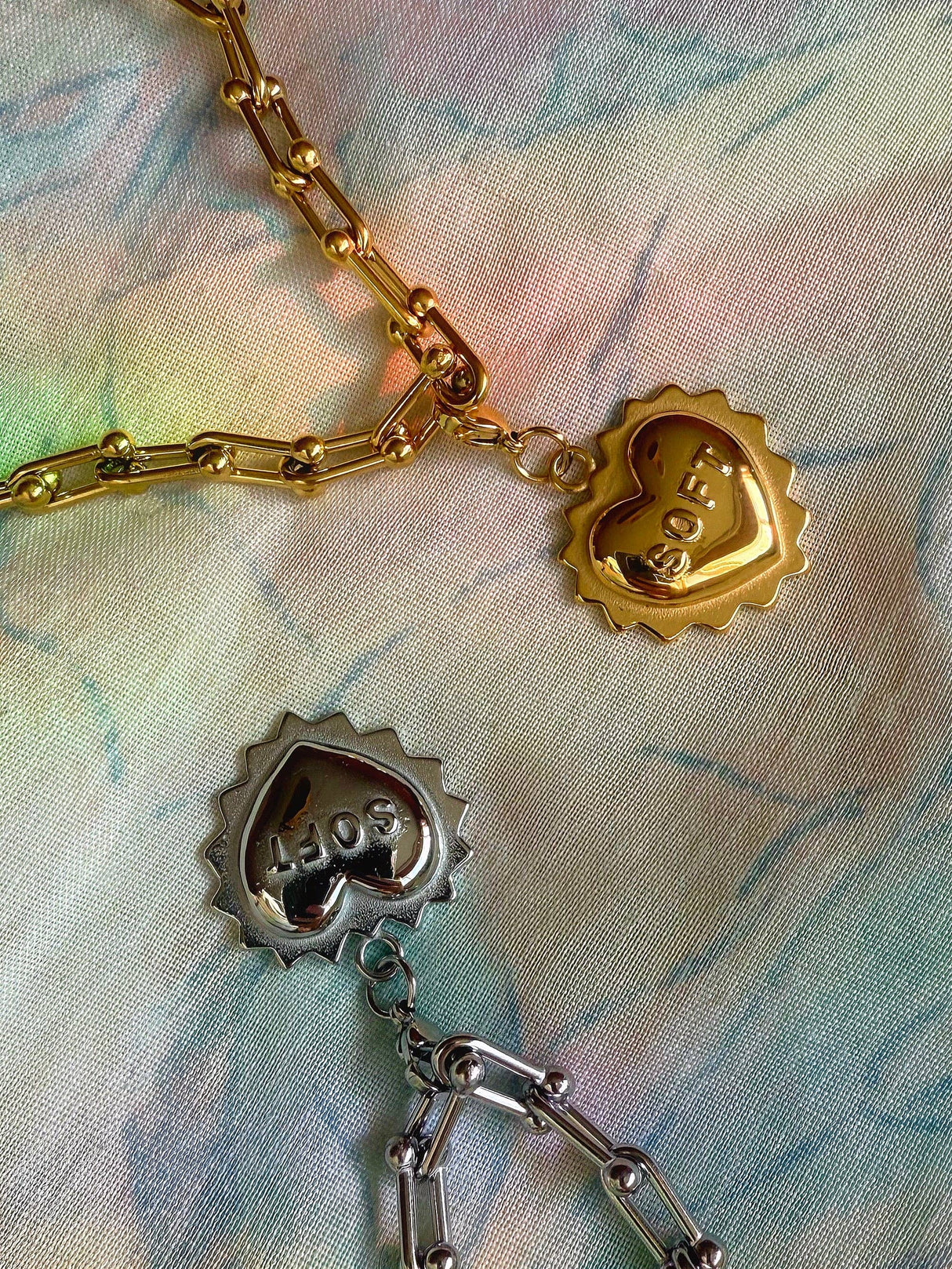 Soft Heart Chain Necklace: Silver / Large