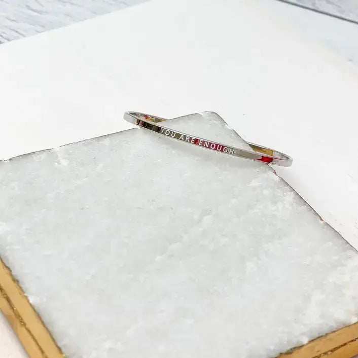 'You Are Enough' Silver Sentiment Bracelets