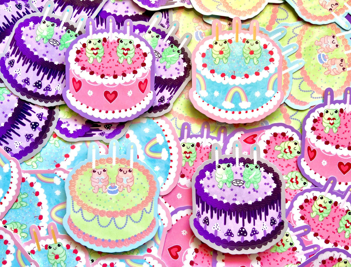 Mini Froggy Cake Sparkle Sticker Packs