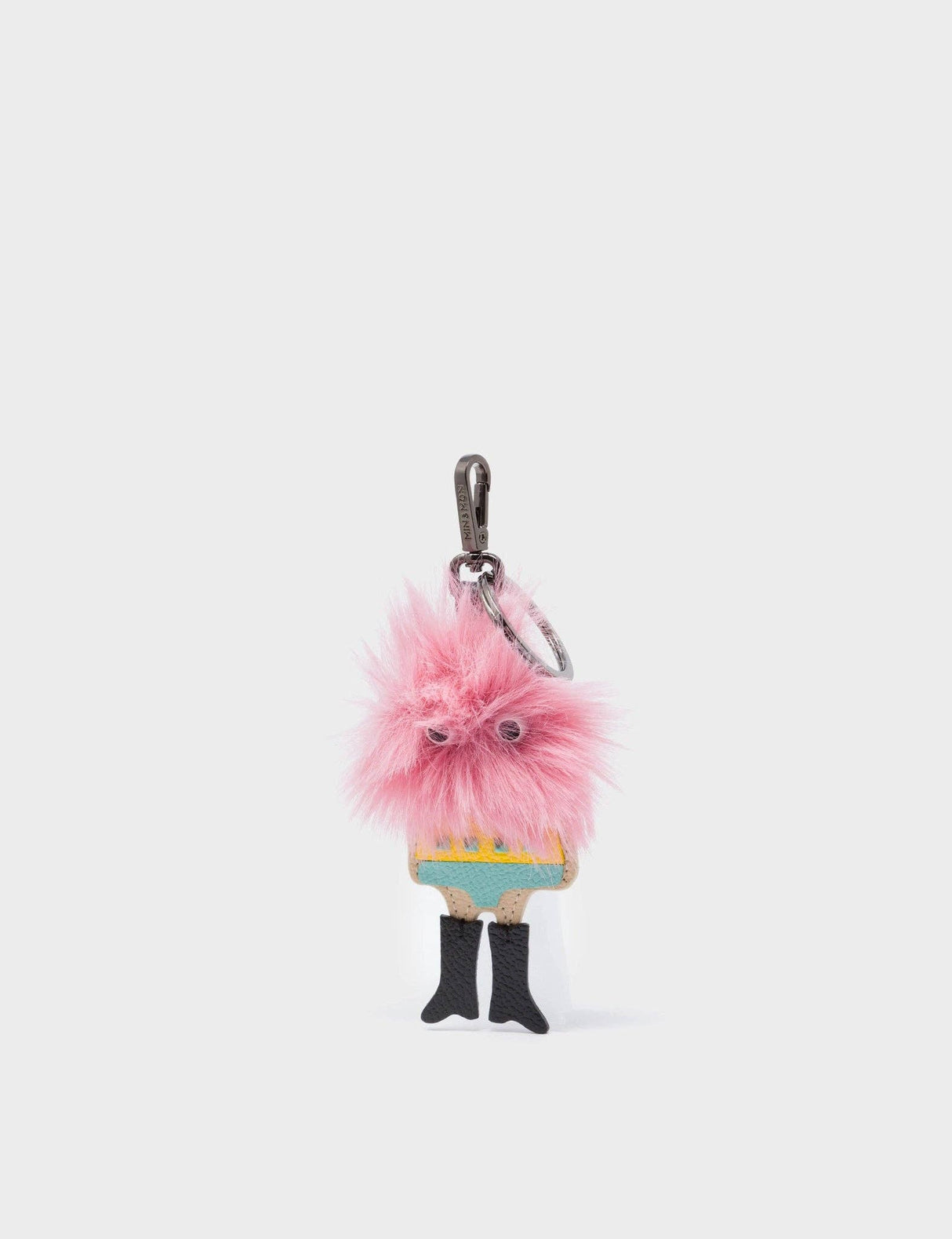 Monster Charm - Teddy Pink Faux Fur and Black Leather Boots