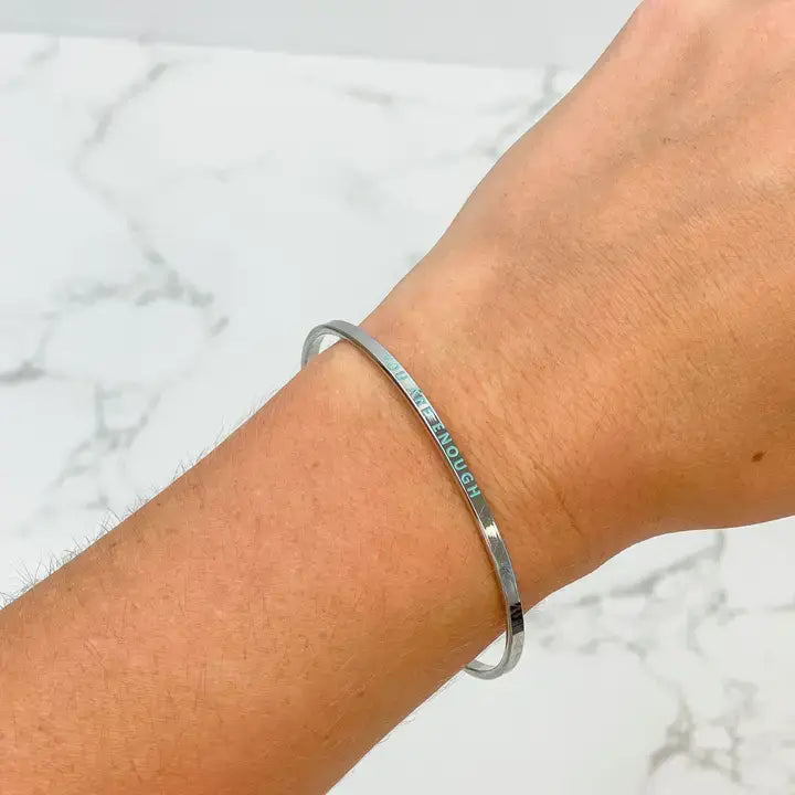 'You Are Enough' Silver Sentiment Bracelets