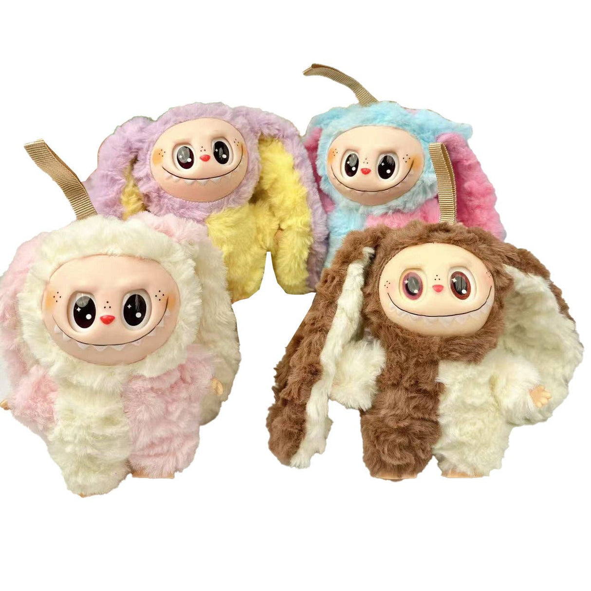 Lalabu Big Eared Vinyl Doll Keychain Sitting Plush Toy Soft Figure Charm for Bags and Keys