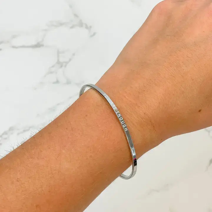 'You Are Enough' Silver Sentiment Bracelets