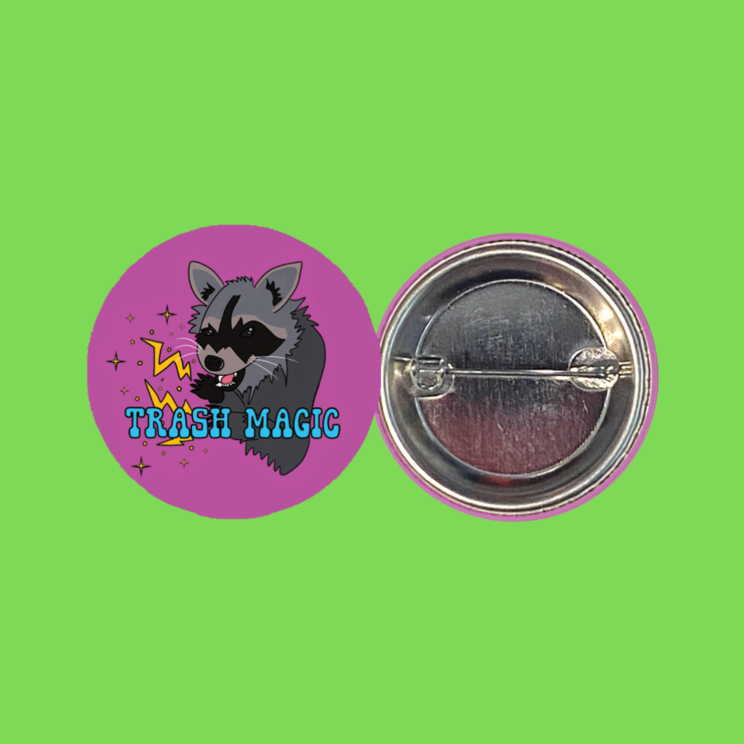 Trash Magic Raccoon Pinback Button