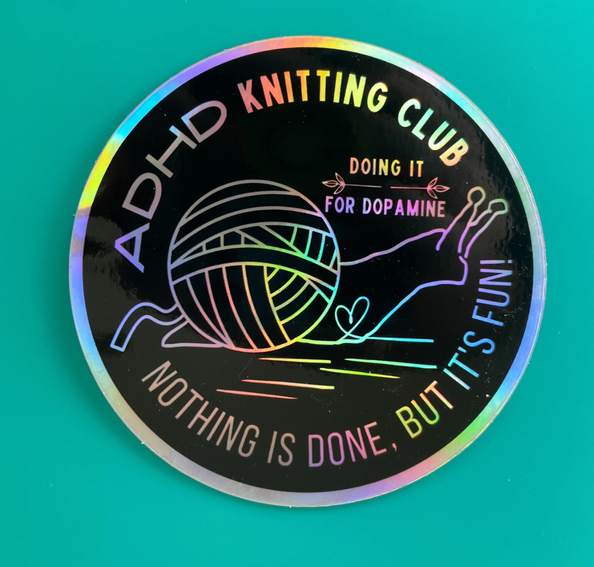 ADHD Knitting Club Snail Holo Sticker