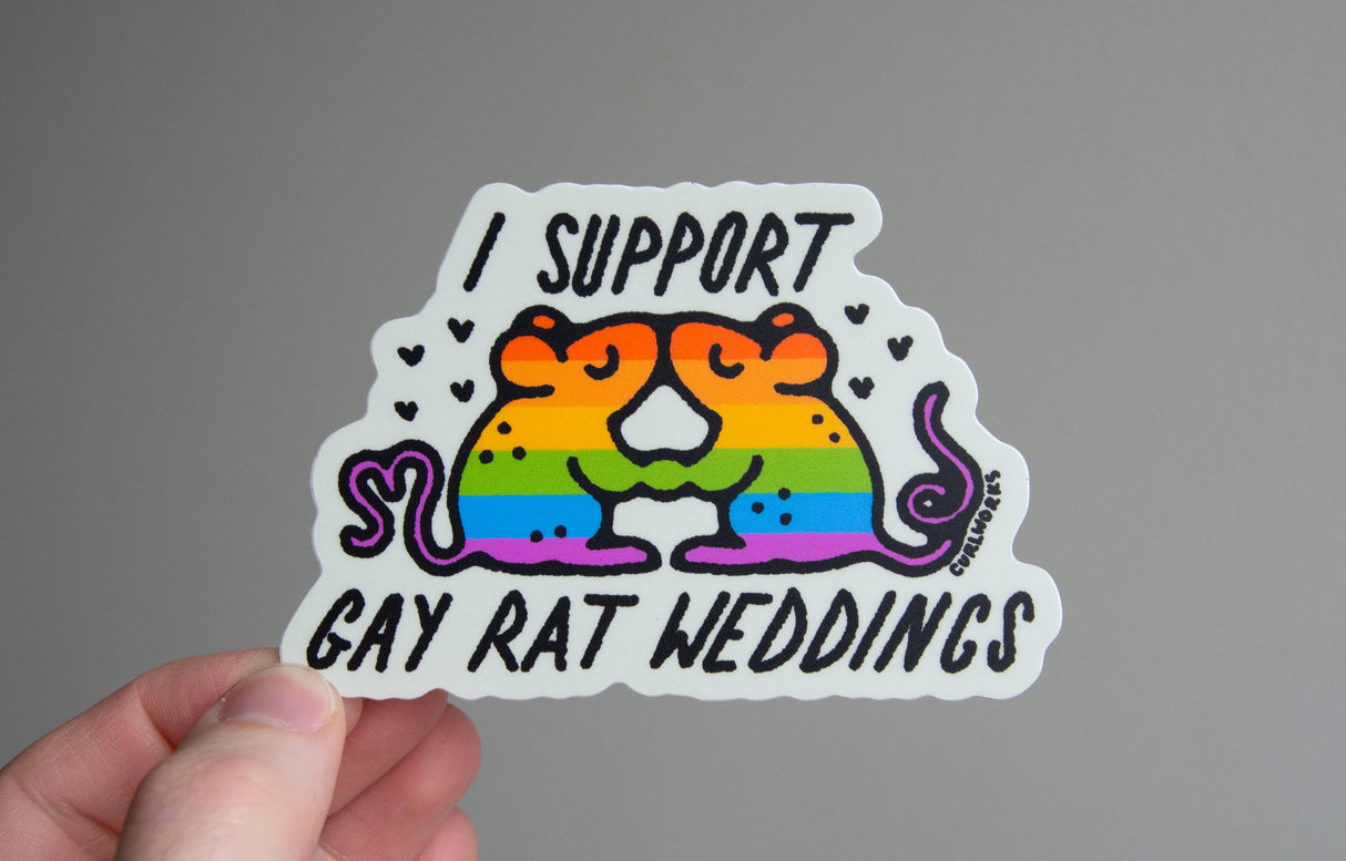 I Support Gay Rat Weddings - 3" Vinyl Sticker