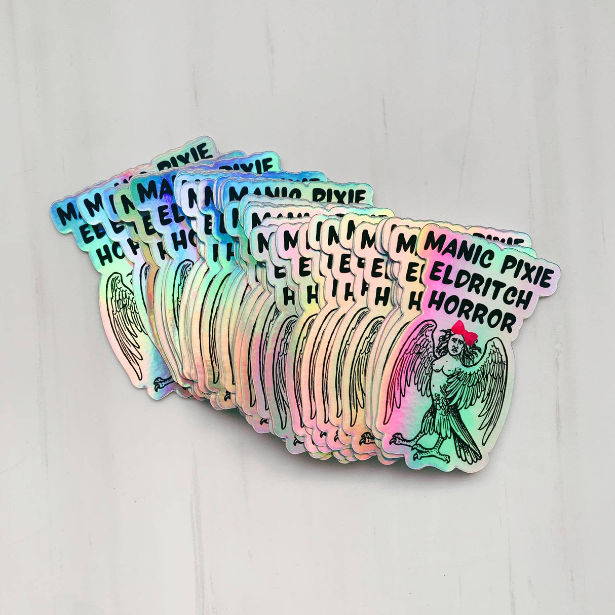 Manic Pixie Eldritch Horror Holographic Sticker