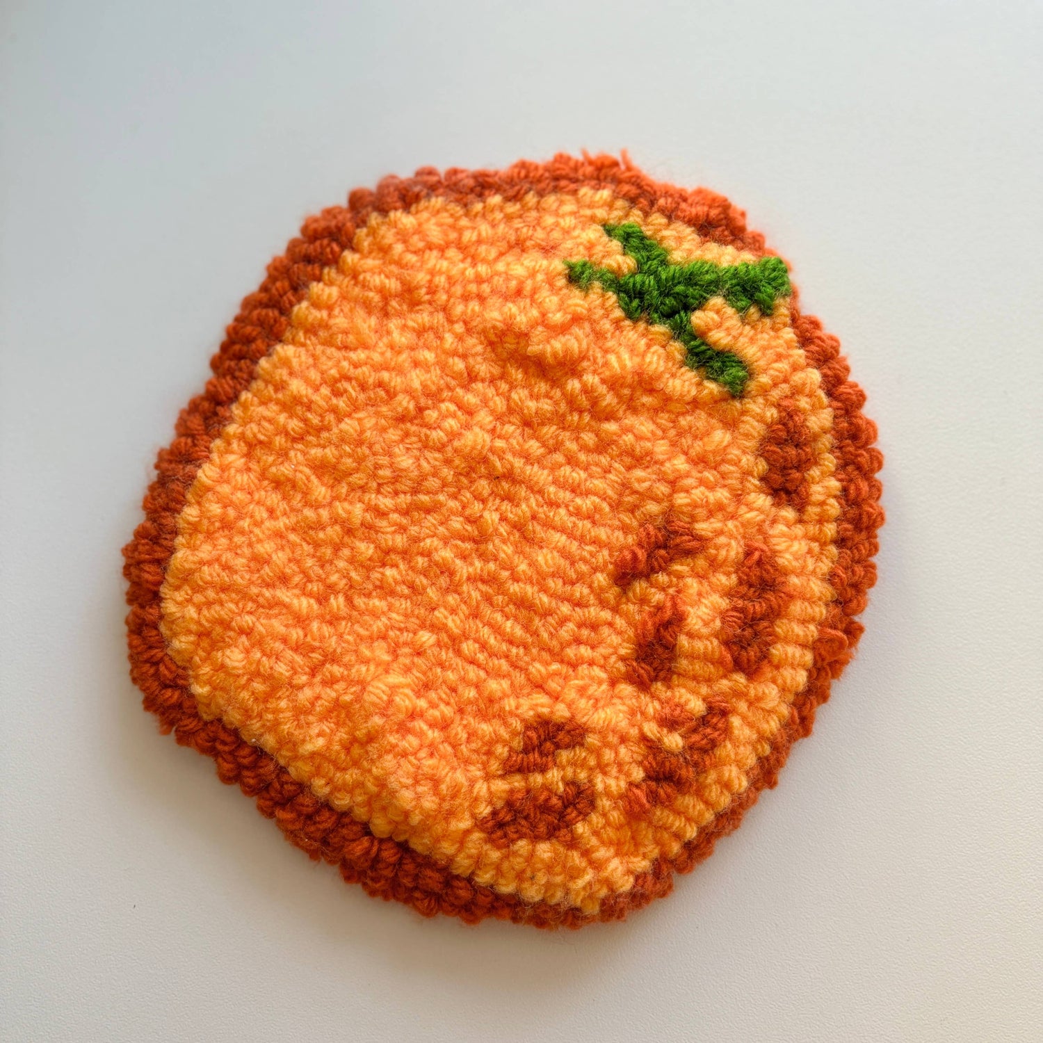 Orange Hand Tufted Mug Rug