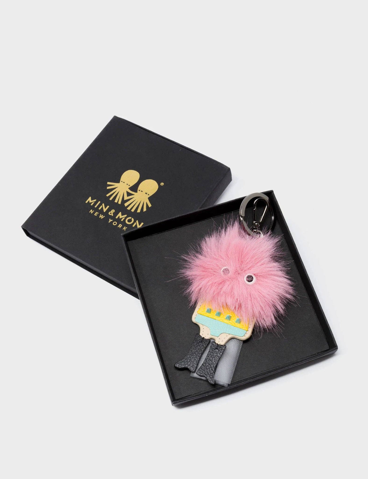 Monster Charm - Teddy Pink Faux Fur and Black Leather Boots
