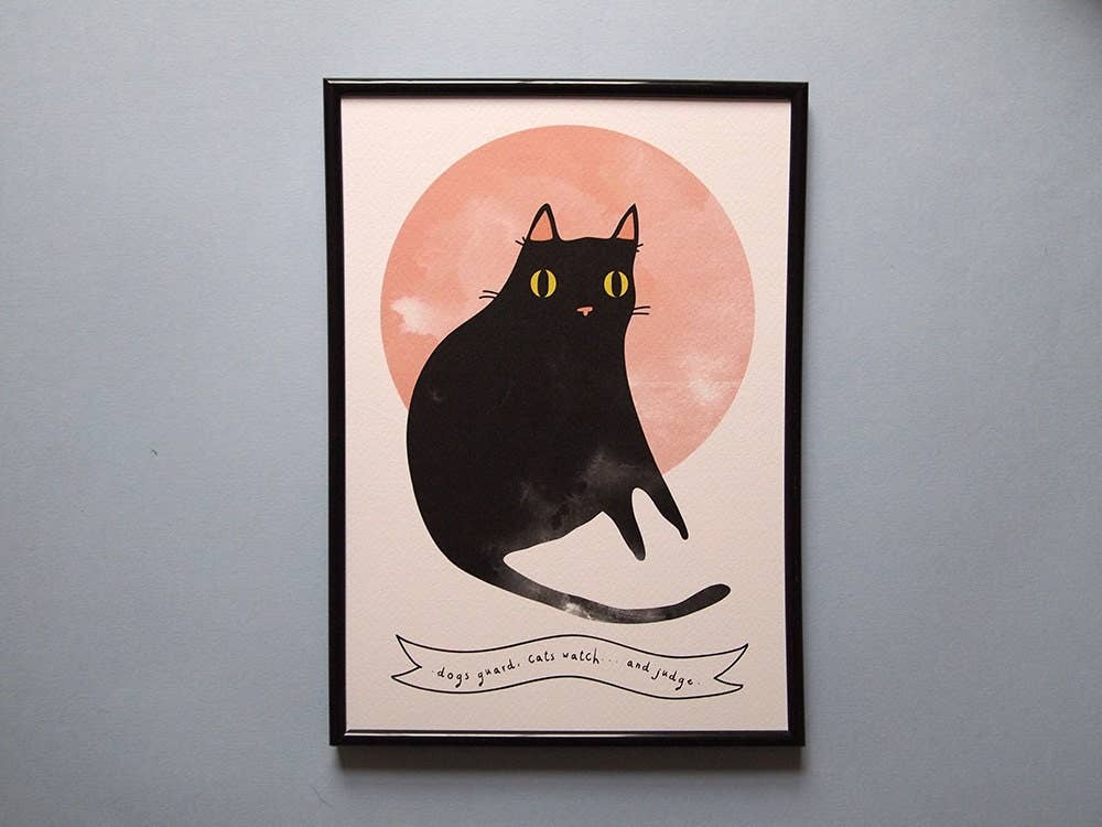 Salem Quote Black Cat Art Print