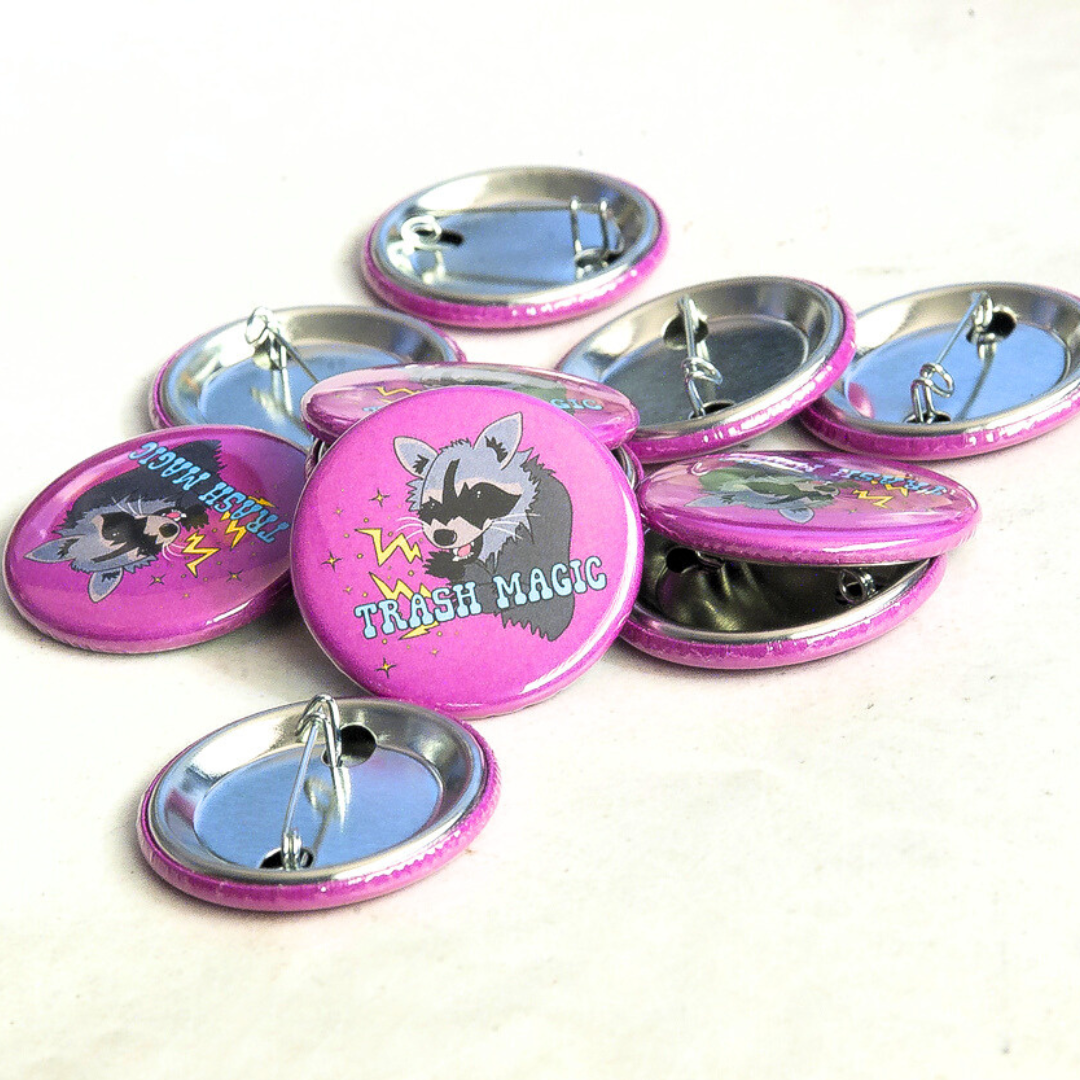 Trash Magic Raccoon Pinback Button