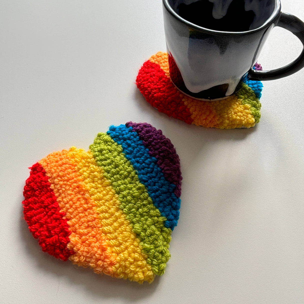 Handmade Pride Heart Coaster Mug Rug