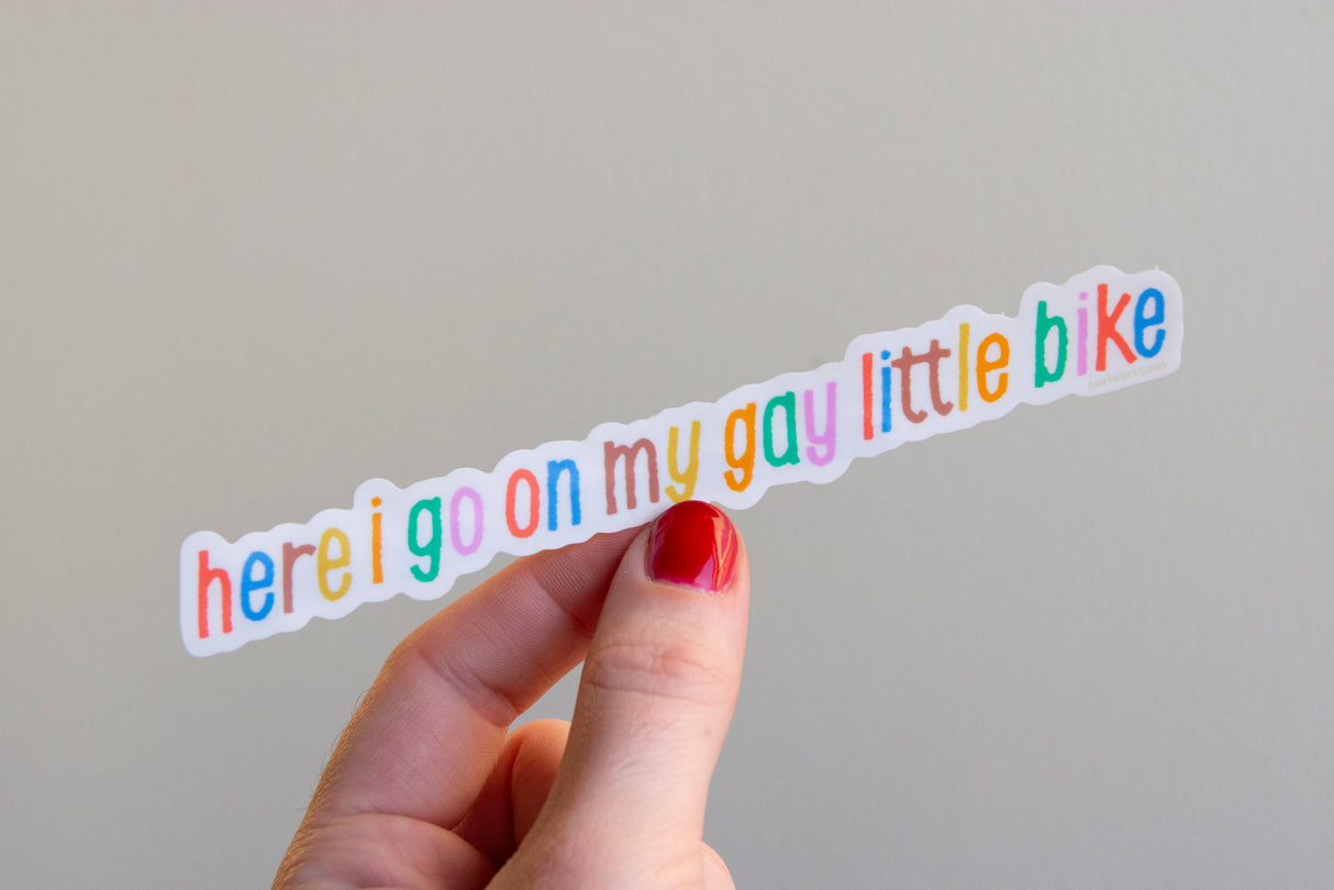 Here I Go On My Little Gay Bike Vinyl Sticker
