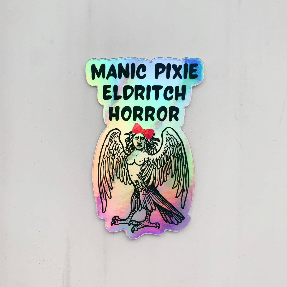 Manic Pixie Eldritch Horror Holographic Sticker