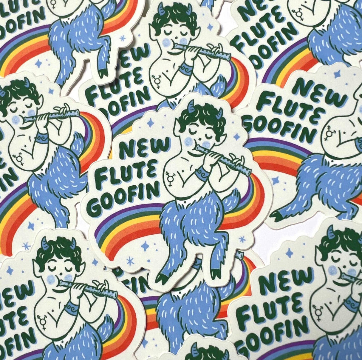 New Flute Goofin' Satyr with Rainbow Sticker