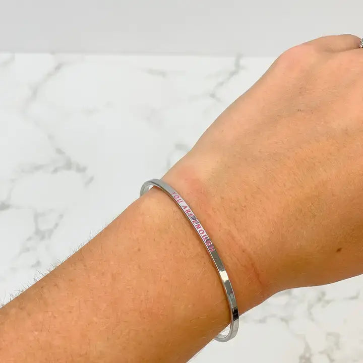 'You Are Enough' Silver Sentiment Bracelets