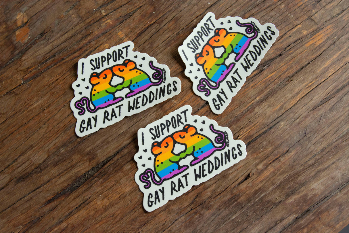 I Support Gay Rat Weddings - 3" Vinyl Sticker