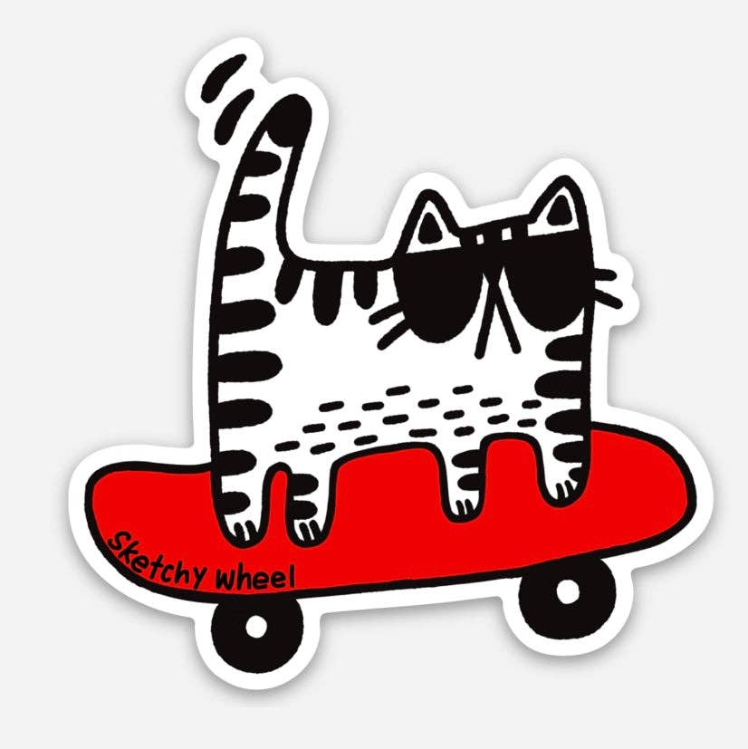 Cat On A Skateboard Sticker