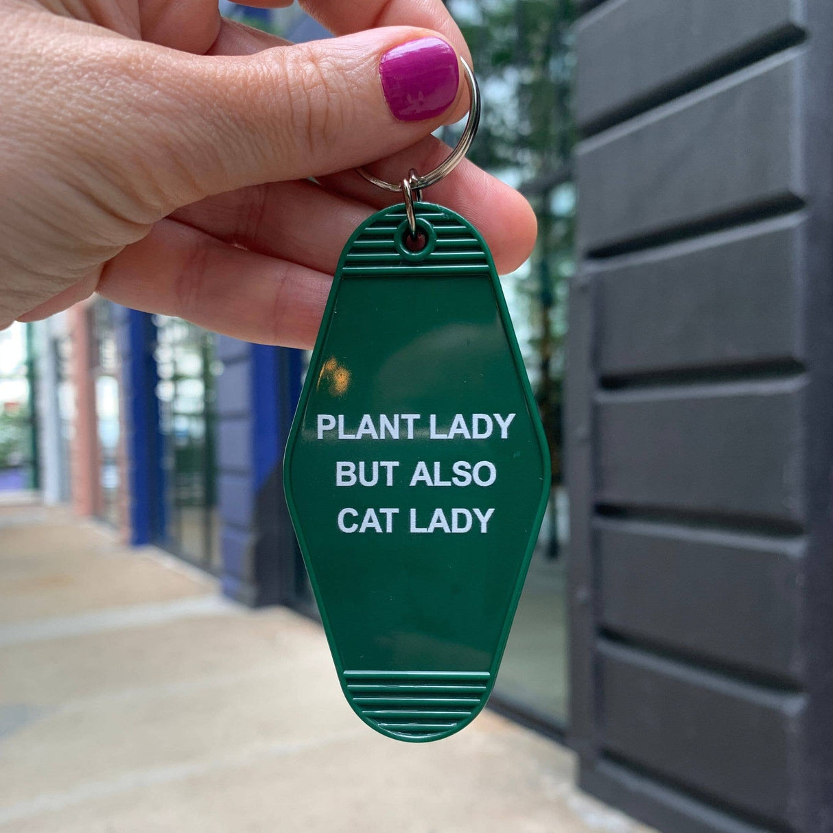 Plant Lady But Also Cat Lady Motel Style Keychain