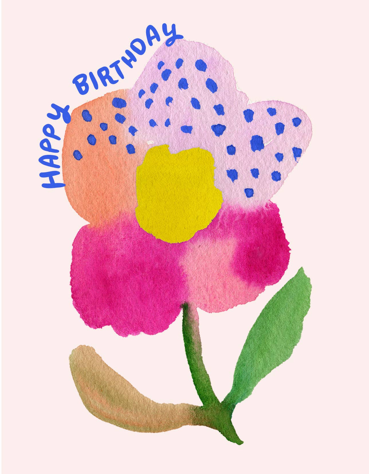Five Petal Flower Happy Birthday Greeting Card