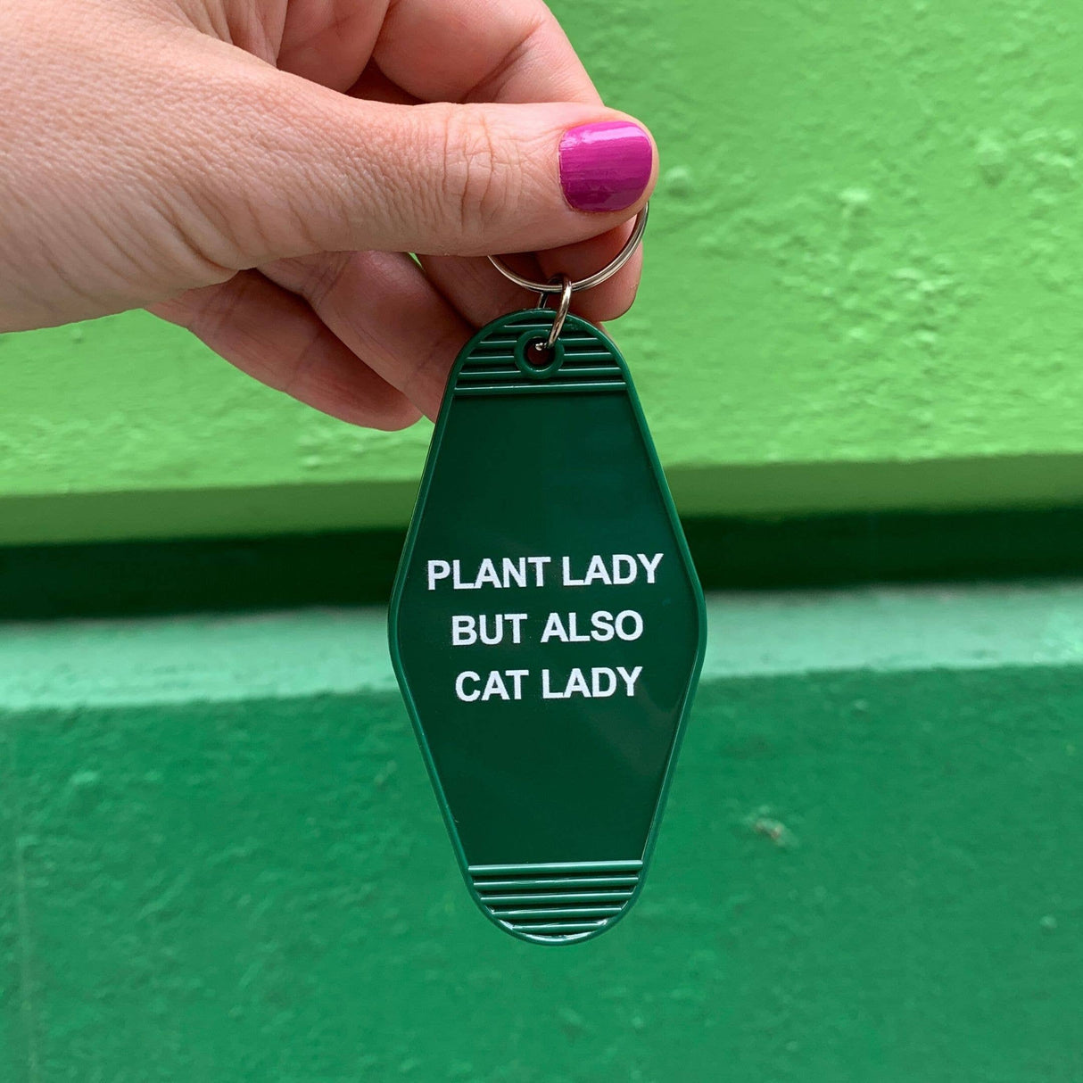 Plant Lady But Also Cat Lady Motel Style Keychain