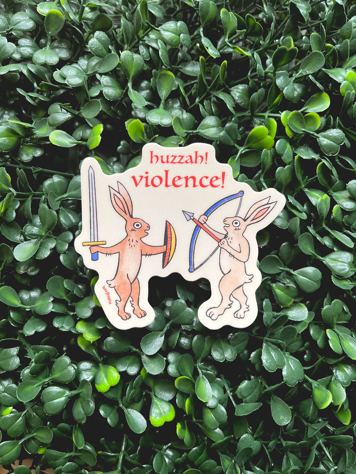 Huzzah! Violence! Medieval Rabbits Vinyl Sticker